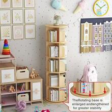 Rotating Bookshelf, 360 Display Corner Bookshelf For Small Space, 5 Tier Floor Standing Bookcase Storage Rack, Wood Narrow Organizer For Bedroom, Living Room, Study Room, Kids&Adults Solid - 5層 - 查看 6