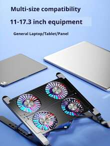 SKYWORTH 游戏笔记本电脑散热垫配有 4 个散热风扇，适用于 11 至 17.3 英寸的笔记本电脑，7 级可调节高度，带 RGB 照明和两个 USB 端口 - 多色 - 查看 4