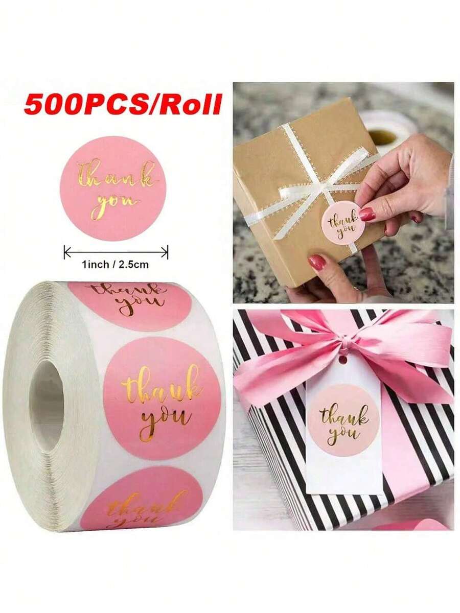 500 miếng dán tròn màu tím 1 inch - Hồng - Xem 1