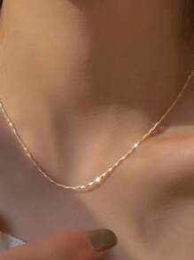 FOREVER QUEEN S925 Sterling Silver  Women's Italian Twist Chain Foundation Necklace Stacked Necklace 16in  18in 20in 22in 24in Plated 18K Platinum As A Gift For Girlfriend