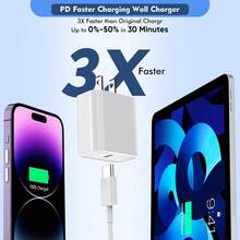 30W快速充電套組 [USB C牆充 + 3.3英呎/100公分 Type-C轉Type-C長數據線] 相容於 16 Pro Max/15 Pro Max、16 Pro/15 Pro、16 Plus/15 Plus、16/15適配器套組 - 美規A型插(110-127V) - 查看 5