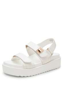 Women's Wedge Sandals,Comfortable Platform Dress Shoes, Round Toe Casual & Dressy Flatform Summer Sandals With Adjustable Straps - White - View 3