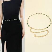 A Golden Emerald Waist Chain Accessory Is Especially Suitable For Gathering Friends And Dinner - Green - View 2
