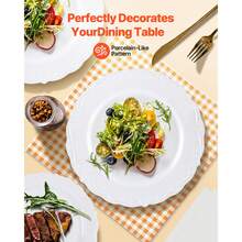 Plastic Disposable Plates, 100 Pcs White Plastic Plates, Heavy Duty Plastic Plates With 50 Pcs 9.8 Inch Plastic Dinner Plates And 50 Pcs 7.5 Inch Plastic Dessert Plates, For Wedding And Party