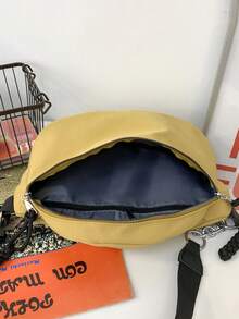 Fashion Fabric Chain Tassel Crossbody Bag, Dumpling Shaped Casual Sports Bag, Couple Shoulder Bag Belts