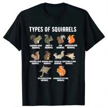 Types Of Squirrels  Squirrel Graphic T-Shirts Men Women's Fashion Casual Tshirt 100% Cotton Loose Oversized T Shirt - Black - View 1