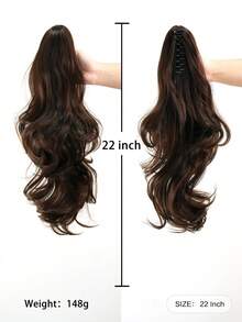 7JHH WIGS 22 英寸爪夹式马尾辫接发波浪卷发蓬松爪式马尾辫发饰女士适合女孩日常派对使用