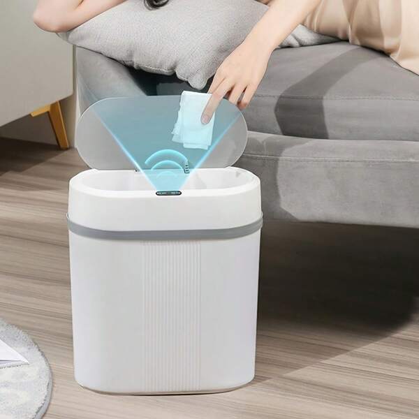 GerTong 12L Smart Trash Can,Intelligent Induction Automatic Flip Trash Can With Crevice Style Can Save Space, Without Touching The Automatic Induction Flip Garbage Can For /Bedroom/Bathroom/Living Room/Kitchen.