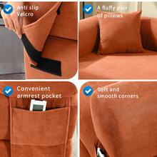 Compression Sofa - Convertible Floor Foldable Sofa Bed - With 2 Pillows, Corduroy, Queen Size - Bụi hồng - Xem 8