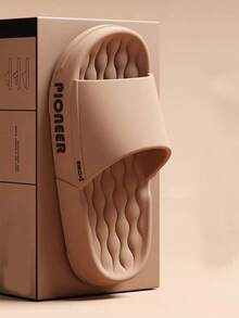 男士 EVA 厚底拖鞋，夏季室内浴室淋浴户外柔软防滑凉鞋 - 卡其色 - 查看 2