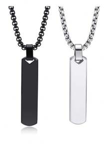 1 pieza Collar con fotografía de ojos personalizados de pareja, colgante con fotografía de ojos y nombre grabados con láser, collar de pareja con letras grabadas con láser, collar de hombre cuadrado de acero inoxidable con perla, regalo de pareja, regalo para el novio, regalo para la novia