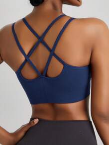 Women's Fashion Backless Racerback Slim Spaghetti Strap Outdoor Sports Tank Top, Spring/Summer