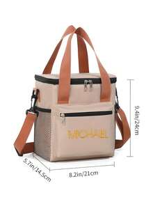 1pc Customizable Insulated Lunch Bag - Personalized Embroidered Name Lunch Bag, Large Capacity Thermal Cooler Bag, Adjustable Shoulder Strap, Washable Oxford Cloth, Suitable For Fantasy Themed Work, Camping, Picnic And Short Trips - Multicolor - View 3