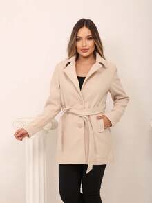 OVERALL PARKA COAT IN WOOL STYLISH COMFORTABLE SUPER WARM PREMIUM PIECE MODERN CASUAL TOP - Beis - Ver 1