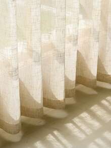 1pc Solid Color Minimalist Japanese Style Linen Window Curtain, Summer Sheer Curtain For Living Room Bedroom, Nordic Linen Texture