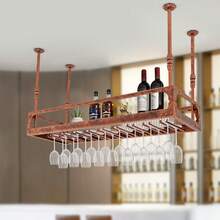 YUNRUX 100cm Metal Hanging Shelf Wine Rack Ceiling Shelf Bottle Holder Bottle Rack Ceiling Ceiling Shelf Ceiling Wine Rack For The Ceiling 20 Glasses Wine Glass Holder Hanging - Bronze - View 1