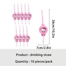 Sanrio Suministros para fiestas de cumpleaños temáticas de Anime Hello Kitty en color rosa, decoraciones de Año Nuevo como banderines, bolsas de regalo, vasos, platos y pañuelos desechables de papel