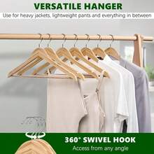 NetHong 20Pcs/30Pcs Wooden Coat Hangers Suit Trouser Garments Clothes Coat Hanger Bar Bedroom - Brown - View 4