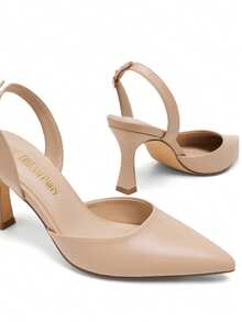 Women's High Stiletto Heels Slingback Pumps Closed Pointed Toe Party Wedding Sexy Casual Party Wedding Dress Shoes - 杏色 - 查看 7
