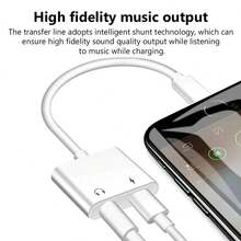 2-In-1 Audio Adapter Compatible With IPhone 11/12/13/14 Pro Max/X/XS, 3.5mm Headphone Jack Splitter & Charging Earphone Cable - White - View 3