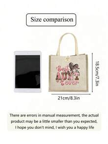 Best Auntie Ever Print Tote Bags, For Women Aunt Gifts Auntie Gifts From Niece Nephew Best Aunt Ever Gifts Funny Gifts For Aunt Auntie Friends Sister Birthday Letter Pattern Storage Bag,Linen Tote Bag, Hand Shopping Bag, Tote Bag, Lightweight Foldable Storage Bag,Gifts For Friends And Besties, Gifts For Mothers, Suitable For Personal Travel Cosmetics, Shopping Bags, Large-Capacity Storage - Beige - View 5