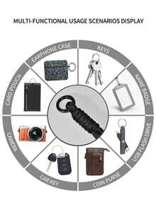 Nylon Phone Case With Hand Strap, Anti-Lost Lanyard, Portable Wristband, Keychain, Earphone & Usb Disk Pendant, Same Style As Internet Celebrity Gifts For Mother, Family, Friends, Birthday, Holiday Phone Charm, Phone Chain - Black - View 4