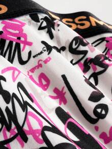 5pcs/Pack Men's Seamless Graffiti Printed Basic Boxer Briefs, Gifts For Summer - Multicolor - View 4