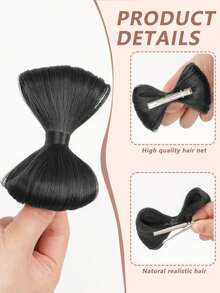 女士时尚可爱蝴蝶结发夹合成接发，蝴蝶结马尾辫耐热纤维发髻 - 彩色 - 查看 14