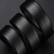 1pc Men Belt Fashionable All-Match Black Belt Leisure Business Automatic Buckle Golden Belt Gift For Boyfriend/Elders/Daily Life Summer, School