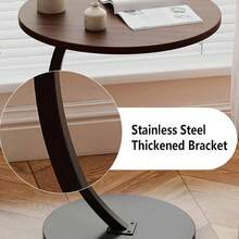 Mesa Auxiliar Portátil Para Café, Mesa Auxiliar Armable de Centro Redonda, Forma de "C" Ideal Para Espacios Pequeños, Diseño Moderno, Para Sala, Habitación, Oficina - Marrón - Ver 5