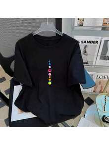 Camiseta Planetas Constelação Algodão Unissex Promoção - Preto - Visão 1