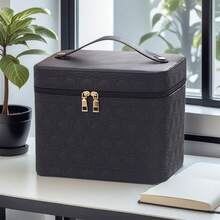 Travel Makeup Bag With LED Lighted Make Up Case With Mirror Cosmetic Organizer - Black 4 - View 2