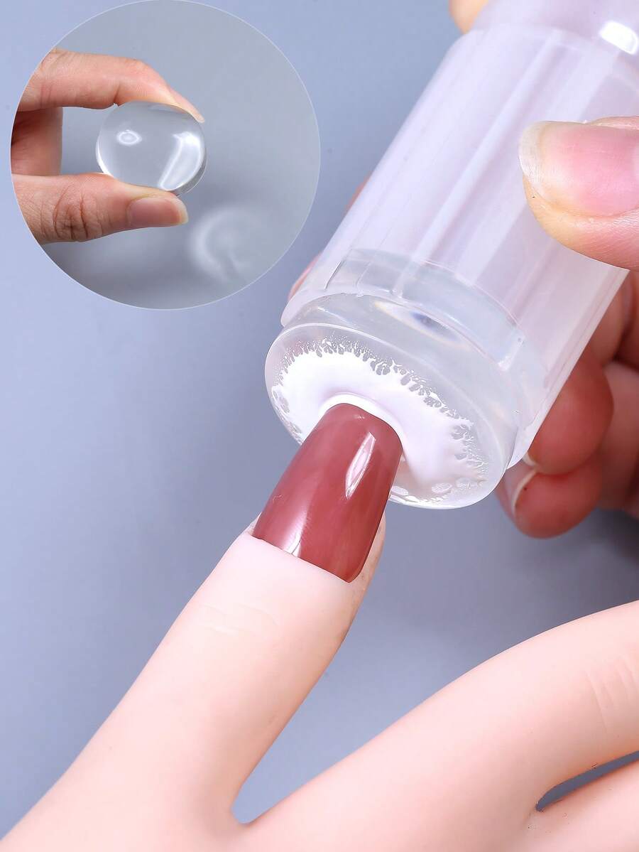 Transparent Nail Stamper Jelly Silicone Head French Nails Printing Plate Manicure Tool - Clear - View 1