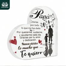 Putuo Decor 1pc Spanish Heart Shaped Acrylic Sign Table Decor, Desktop Decoration For Home Farmhouse Living Room, Gift For Grandmother