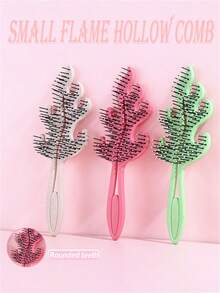 1pc Leaf Hollow Comb For Girls Portable Rib Comb Hairdressing Hair Styling Massage Comb Daily Necessities - Multicolor - View 1