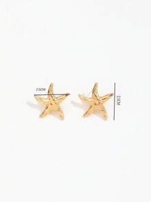 1 Pair Fashionable Versatile Starfish Stud Earrings For Women - Gold - View 5