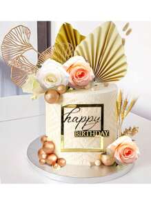 26 Stück Boho Champagner Rose Tortendeko Kugeln, Tortendekoration mit goldenen Palmblättern, boheimische weiß-goldene Tortenkugeln, Bohème Party Zubehör für Bohème Hochzeit, Taufe, Geburtstagsfest, Muttertag (Bohème), Weihnachten