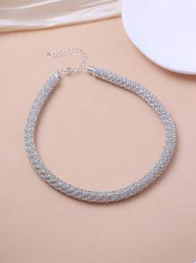 1pc Elegant Luxury Rhinestone Clavicle Chain Necklace, Glamour High-End Alluring European-American Sparkling Necklace, Suitable For Weddings, Parties, Daily Wear, Gift For Girlfriend, Wife, Mother