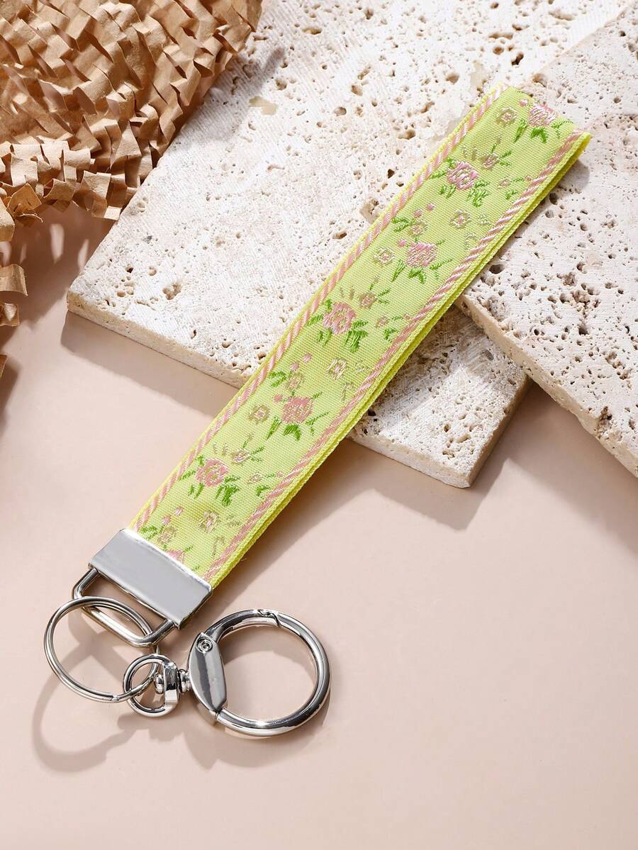 1 件锌合金编织钥匙扣和钥匙圈、腕带、女士汽车钥匙扣、优雅手提包吊坠钥匙扣、时尚编织钥匙扣、通用钥匙扣（由于光线和角度，实际颜色可能与照片略有不同） - 黃色 - 查看 1