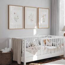 3 套无框波西米亚风植物花卉墙面艺术帆布海报复古印刷简约米色野花幼儿园绘画女孩房间装饰，现代家居装饰 - 彩色 - 查看 4