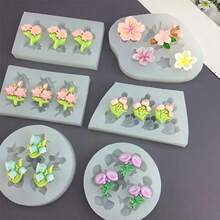 1pc Flower Silicone Mold A Variety Of Flowers Shape Silicone Mold DIY Flower Bunch Mold Soft Mold DIY Handmade Soap Mold Aromatherapy Candle Making Earring Making Plaster Polymer Clay Decorating Supplies Perfect For Home Wedding And Party Decorations Aromatherapy Candle Resin Wax Mold
