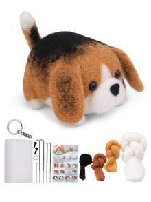 1 套初学者羊毛毡 Poke Fun DIY 套件、狗系列羊毛材料包、手工羊毛毛绒娃娃吊坠，附基本配件和教程 - 彩色 - 查看 11