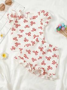 Newborn Baby Girls Butterfly Print Beige&Purple Short Sleeve Top + Ruffle Hem Shorts Set, Elegant And Cute Series, Essential Summer Outfit For Infants