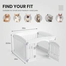 PetTrove - Plastic Pet Playpen, Durable Puppy Playpen With Lockable Door And Non-Slip Bottom, Portable Indoor Outdoor Puppy Pen - 白色 & 4 面板 24 英寸 - 查看 6