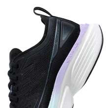 XTEP Women's Sports Shoes Athletic Training Breathable Casual Shock Absorbing Running Sneakers, Black/Electric Green/Iris Purple