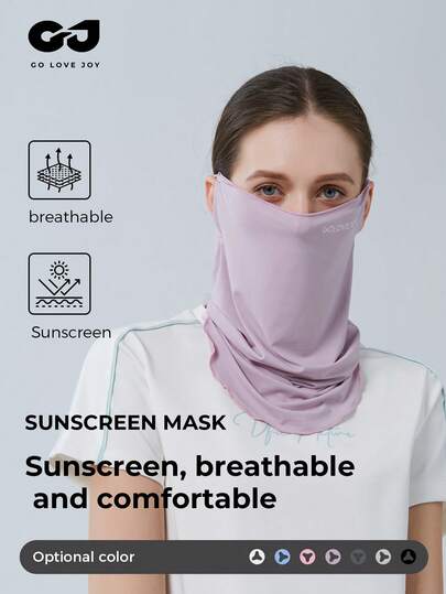 GOLOVEJOY 1 件女士时尚纯色简约颈罩防晒防紫外线清凉面罩，适合露营、骑自行车、徒步旅行、登山等户外活动