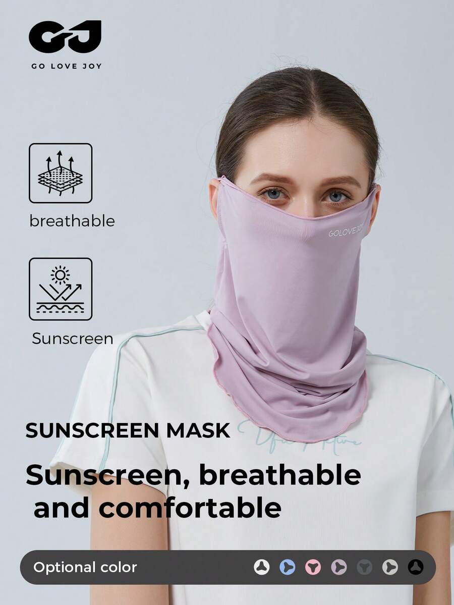 GOLOVEJOY 1 件女士时尚纯色简约颈罩防晒防紫外线清凉面罩，适合露营、骑自行车、徒步旅行、登山等户外活动