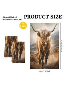 2Pcs Animal Towels Cartoon Bow Cow Watercolor Dog Floral Highland Cow Sloth Pattern Farmhouse Dish Towel Kitchen Dishwashing Hand Tea Towel Kitchen Drying Dish Towel Suitable For Kitchen Restaurant Dining Table - Brown - View 2