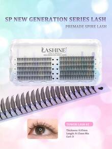 Lashine 10 Reihen D-Locken 0,05 mm Dicke synthetische Nerz Manga Anime Comic Spirale Wimpern 8-15 mm Mischlänge Federform Falsche Wimpern Comic Spirale Wimpernverlängerung Vorgefertigte Fächer Natürliche Kaschmir Manga Falsche Wimpern - D - Übersicht 4