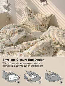 Bộ ga trải giường 3 món họa tiết hoa lá (1 ga trải giường và 2 vỏ gối), mềm mại và thân thiện với da, phù hợp cho mọi mùa, lý tưởng để sử dụng trong gia đình. - Nhiều màu - Xem 7